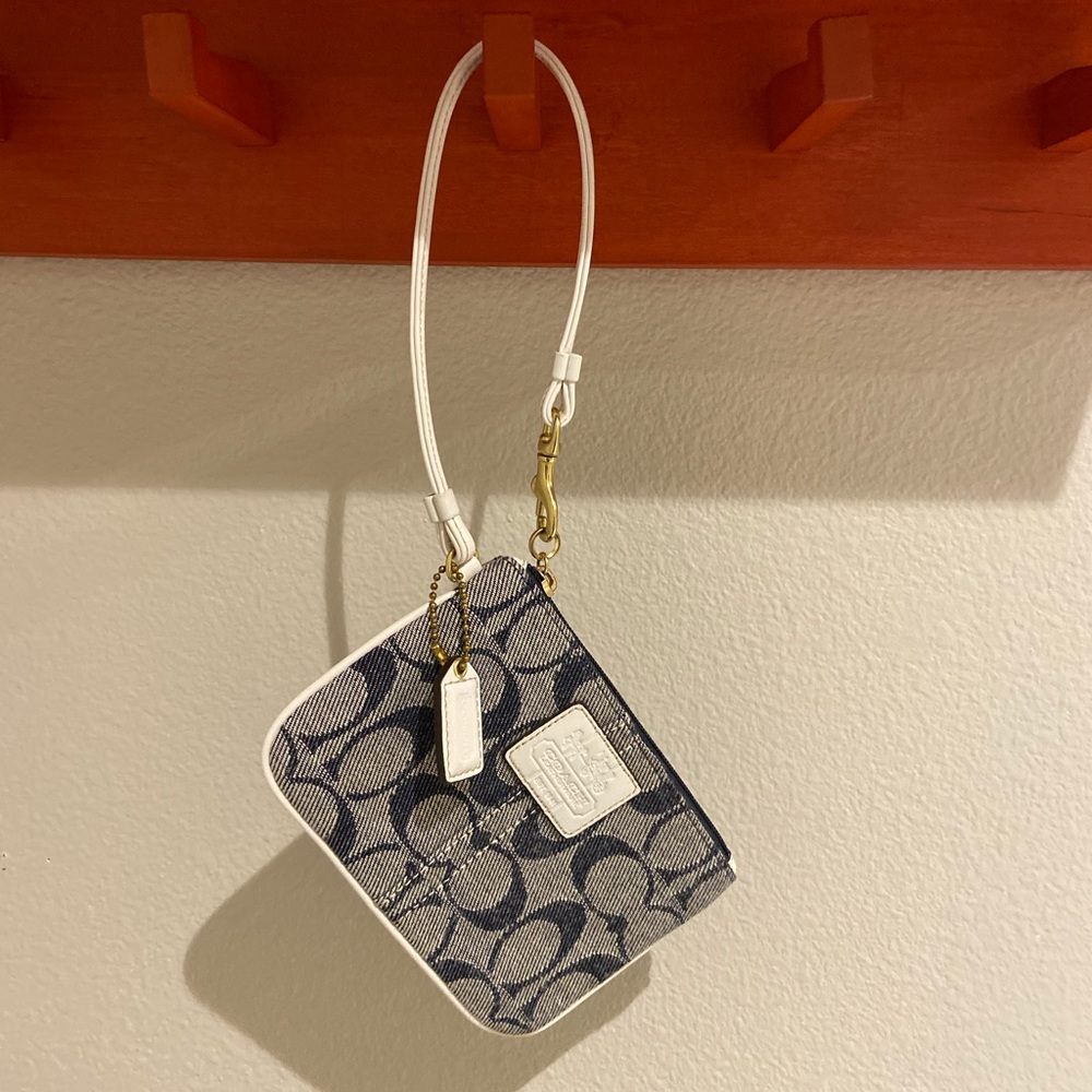 Denim Blue Coach Wristlet